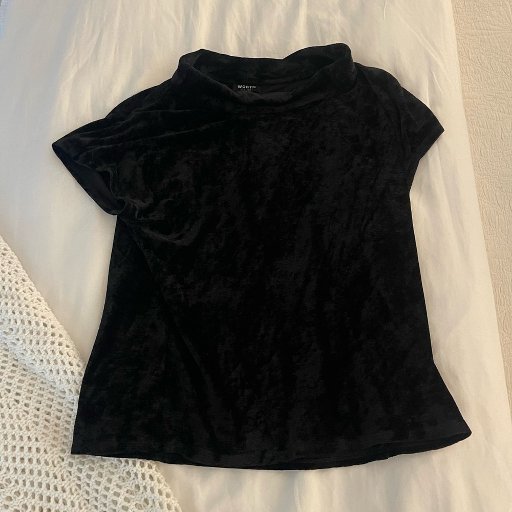 mock neck velvet top